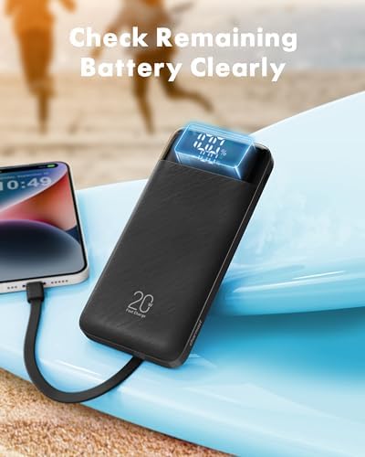 Charmast 20000mAh Power Bank with 4 Built-in Cables, 22.5W Fast Charging Portable Charger for iPhone, Android, iPad, No Extra Cords Needed for Travel, Work, Emergency - Image 8
