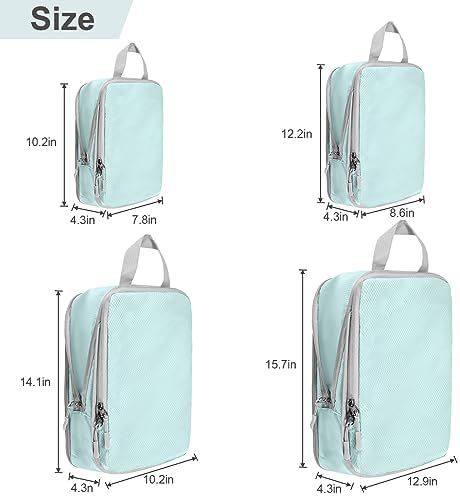 Compression Packing Cubes,4 Set Ultralight Packing Cubes for Carry on Suitcase, Travel Packing Essentials for Suitcase Organizer Bags Set, Durable Travel cubes for Luggage (Set of 4, Lake Blue) - Image 3