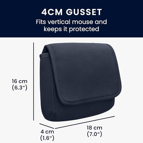 kwmobile Cable Organiser Bag - Soft Protective Neoprene Tech Pouch - 16 x 12 cm - Cable Travel Organiser Storage with 2 Interior Mesh Pockets - Dark Blue - Image 6