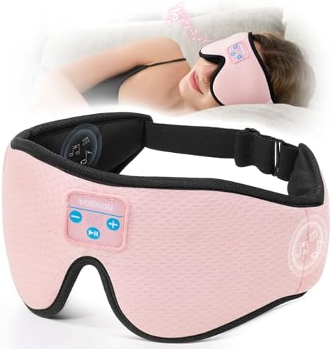 Voerou Sleep Headphones, 3D Wireless Bluetooth Eye Mask, Sleeping Headphones Earbuds for Side Sleepers with Ultra-Thin Stereo Speakers, Suitable for Sleep Office Nap Travel Meditation Cool Gadgets