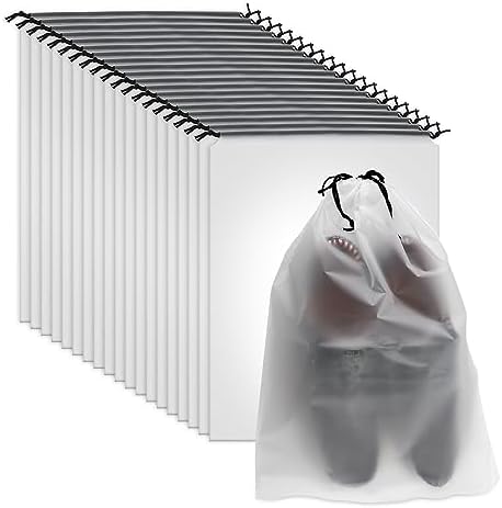 20pcs Transparent Travel Shoe Bags for Packing in Suitcase, Large 15.7x11.8 Inch Shoes Storage Packing Pouch Organizers Drawstring Shoe Bag for Storage Moving House for Men Women