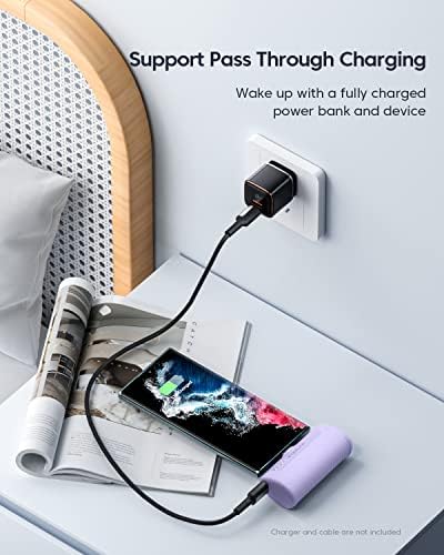 Kuulaa Portable Charger USB C Power Bank 4500mAh Small Portable Phone Charger Android Compact Plug in Battery Pack Portable Compatible with iPhone 15, Samsung Galaxy, Moto, LG, Pixel Purple - Image 8