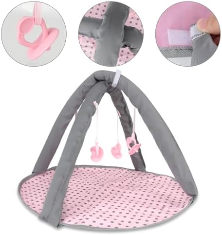 deAO Kids 5 in 1 Baby Doll Pretend Play Set, Baby Doll Accessories Set with Pushchair, Cot, Cradle, Play Mat, Travel Bag for 3+ Years Old Girls (Doll Not Included) - Image 4