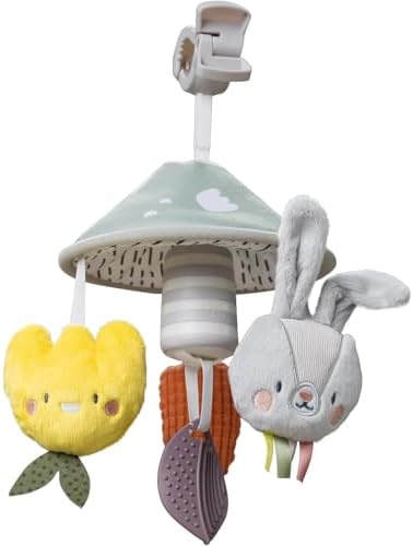 Taf Toys Urban Garden Pram Mobile with Soothing Sounds. Baby Travel Mobile with Soft Sensory Hanging Toys and a Chime Bell. Easy to Attach to Car Seat or Push Chair. Suitable from 0 months +