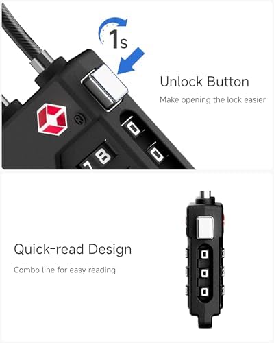 LUGGEX Suitcase Locks, Luggage Locks, TSA Approved Luggage Locks, Gift Box, Ease of Use & Durable(Black,4 Pack) | Travel Lock, Gym Lock, Gift Box, Ease of Use & Durable (Black,4) - Image 7