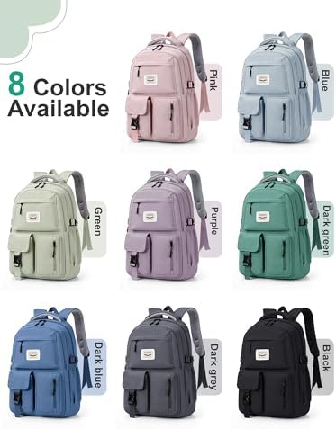 FIORETTO Lightweight School Backpack Womens, Cute School Bag for Teenager Girls, 15.6 Laptop Rucksack Backpack for School Casual Daypacks Travel Backpack for College Work Green 25L - Image 8
