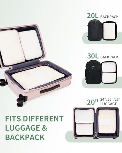 ECOHUB Travel Compression Packing Cubes, Recycled 6 Set Packing Cubes for Backpack Suitcases, Tear Resistant Mesh Travel Cubes with Shoes Bag, Washable Packing Organiser Expandable, Patent Pending - Image 7