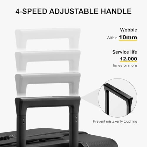 LEVEL8 Large Suitcase 28 Inch Hand Luggage with Spinner Wheels, 100% PC Micro-Diamond Textured Design Checked Large Luggage, Lightweight Hard Shell Suitcase with TSA Lock, Black (74cm, 99L, Black) - Image 7