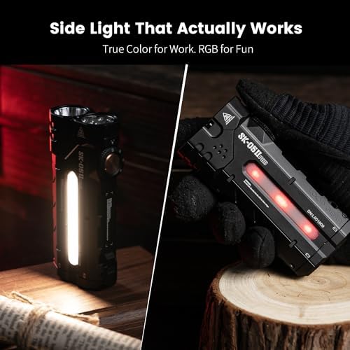 LOOP GEAR SK05 Pro 2 EDC Torch, 5000LM Rechargeable, Spot/Floodlight, High-CRI Sidelight + RGB, Dual 4000mAh Batteries, USB-C Fast Charging, IP68 Magnetic Base for Camping (Black) - Image 5