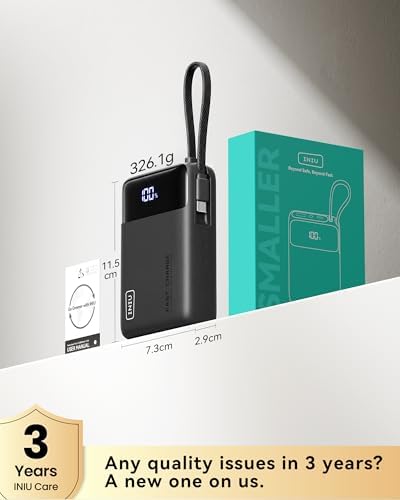 INIU Power Bank, Smallest 45W Fast Charging 20000mAh Portable Charger with Built-in USB C Cable, Flight-Safe Mobile Phone Powerbank, Battery Pack for iPhone 17 16 15, Samsung, Xiaomi, iPad etc, Black - Image 7