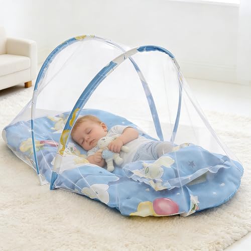 Baby Crib Net Tent, Portable Foldable Mosquito Net, Anti-Bug Crib Cradle Tent with Mattress Pillow for Baby Infant Portable Baby Travel Tent Black Cape - Image 6