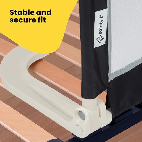 Safety 1st Portable Bed Rail, 106 x 42cm,Foldable Bed Guard for Toddler Bed, 18 Months – 5 Years, Portable Travel Bed Guard, Mesh Fabric, Easy to Install, Automatic Lock, Easy to Transport, Dark Grey - Image 4