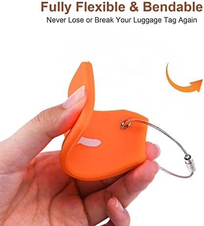 Flintronic 2 PCS Luggage Tags, Silicone Baggage Labels, Suitcase ID Tag Set, Handbag Tag Labels Travel Accessories for Checked Luggage, Hand Luggage and Handbags - Orange - Image 5