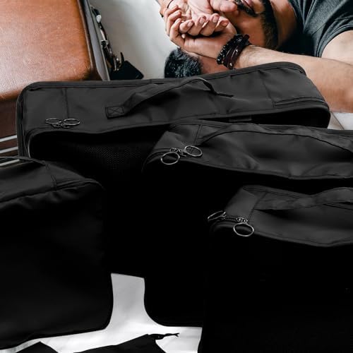 8pcs Travel Packing Cubes Luggage Organizers Set in Black, Waterproof Polyester Material Extra Security and Prevents Creasing, for Travel and Home Use - Image 6