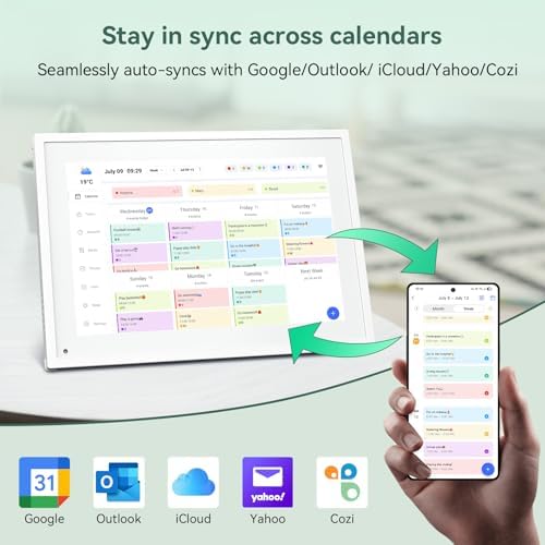 10.1 Inch WiFi Digital Calendar, Smart Touchscreen Interactive Display for Family Schedules Chore Chart, Meal Planner, To Do List, Smart Sync Switchable Digital Photo Frame w/Desk Stand - Image 2