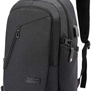 WENIG Anti-Theft Laptop Backpack,Business Travel Backpack Bag with USB Charging Port Lock,Water Resistant College School Computer Rucksack Work Backpack for Mens Womens Fits 15.6 Inch Laptop-Black