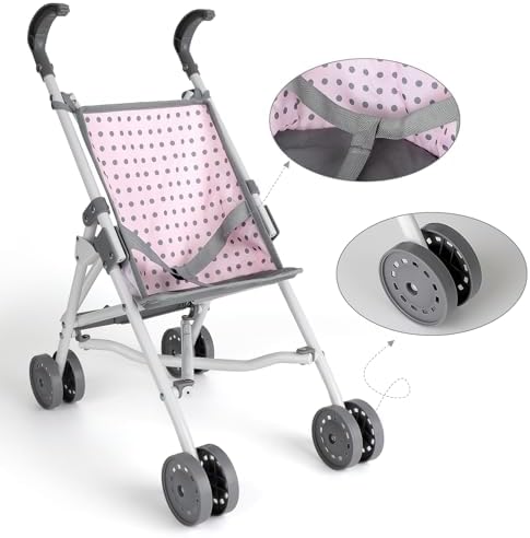 deAO Kids 5 in 1 Baby Doll Pretend Play Set, Baby Doll Accessories Set with Pushchair, Cot, Cradle, Play Mat, Travel Bag for 3+ Years Old Girls (Doll Not Included) - Image 3