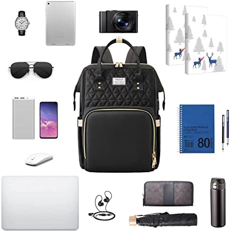 VSNOON Laptop Backpack for Women,15.6 Inch Stylish Laptop Rucksack Wide Open, Travel Backpack with USB Charging Port, Water Resistant Work Bag Computer Backpack for Women, Black - Image 8
