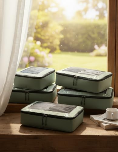 ECOHUB Packing Cubes for Suitcase 7 PCS Travel Organiser Packing Bags Recycled PET Eco Friendly Travel Accessories Shoes Bags Storage Bag Luggage Organiser Pouch(Green) - Image 8