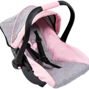 Bayer Deluxe Dolls Car Seat - Baby Doll Travel Car Seat with Sun Canopy - Ergonomic Handle, Safety Seat Belt, Doll Accessories for 46cm Dolls - Role Play Birthday Gifts for Girls, Boys | Fits 18 Inch Dolls and Reborn Babies, Integrated Sunshade, Safety Belt and Ergonomic Handle for Easy Transport