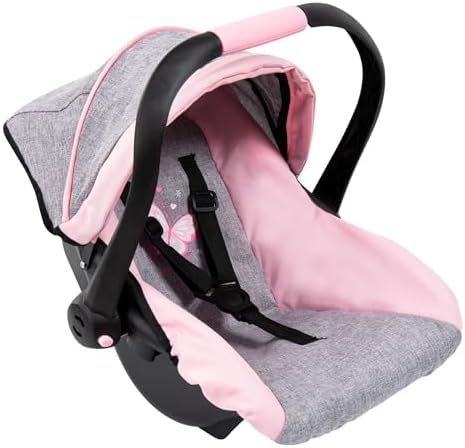 Bayer Deluxe Dolls Car Seat - Baby Doll Travel Car Seat with Sun Canopy - Ergonomic Handle, Safety Seat Belt, Doll Accessories for 46cm Dolls - Role Play Birthday Gifts for Girls, Boys | Fits 18 Inch Dolls and Reborn Babies, Integrated Sunshade, Safety Belt and Ergonomic Handle for Easy Transport