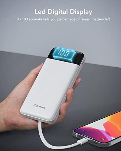 Charmast Power Bank with Built in Cables X 4, 10000mAh Portable Charger 6 Outputs 3 Inputs Travel Essentials, LED Display Type C Powerbank, Slim USB C Battery Pack Compatible with iPhone17/Samsung etc - Image 7