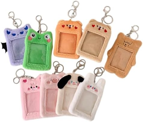 Cute Rabbit Plush Photo Holder, ID Card Holder with Keychain, Protective Case for Photocards, Bank Card, Backpack, Decoration for Backpack, Gift for Girls and Fans (A14) - Image 2