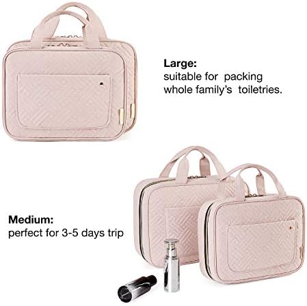 BAGSMART Hanging Toiletry Bag Travel Large Capacity Wash Bag Womens Makeup Cosmetic Bag, Travel Accessories for Full Sized Container (Medium-Pink) - Image 8