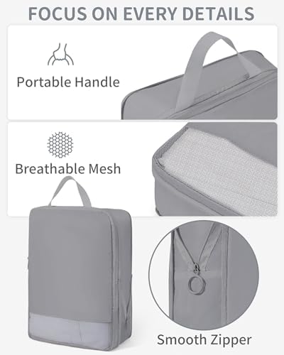 Compression Packing Cubes 11 Set, Suitcase Organizers, Luggage Organizer Bags for Travel, Expandable Packing Cubes for Travel Compression, Travel Essentials Gray - Image 4
