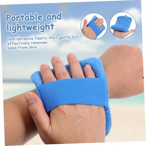 Anneome 2 Pcs Sand Removal Mitts Large and Extra Large Soft Coral Fleece Body Sand Cleaner Bags with Zipper for Beach Vacation Essentials Portable and Gentle for Family Outdoor Activities - Image 3