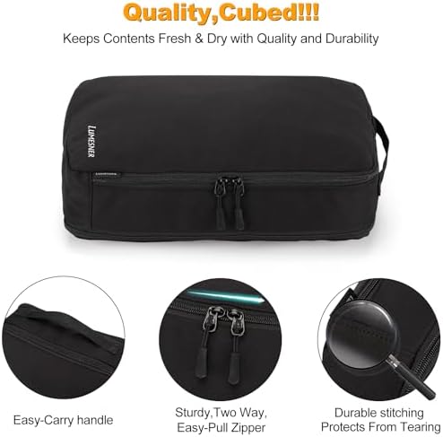 Compression Packing Cubes, Lumesner 8 Set Travel Essentials Packing Cubes for Carry on Suitcases, Compression Suitcase Organizers Bag Set & Travel Cubes (8-piece, Black) - Image 6