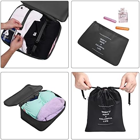 OSDUE Packing Cubes for Suitcases, 6 PCS Travel Luggage Packing Organizers Waterproof Travel Essentials Bag Accessories, Clothes Cosmetics Toiletries Storage Bags, Black - Image 3