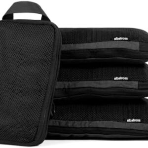 Albatross Compression Packing Cubes | Packing Cubes for Suitcases and Backpacks | Made from Recycled Fabric (Compression Set of 4 - Black)