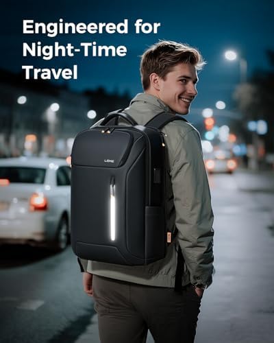 Laptop Backpack for Men, 17.3 Inch 30L Water-Resistant Business Rucksack with USB Charging Port for Travel, Work Commute and Overnight Trips, Black - Image 6