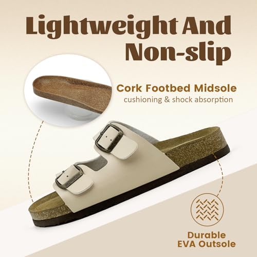 Cork Footbed Sandals for Boys Girls - Comfortable Double Buckle Slip - 2026 Beach Essentials Little Big Kids Sandals - Memory Foam Vacation Essentials Slides for Kids Footwear - Image 5
