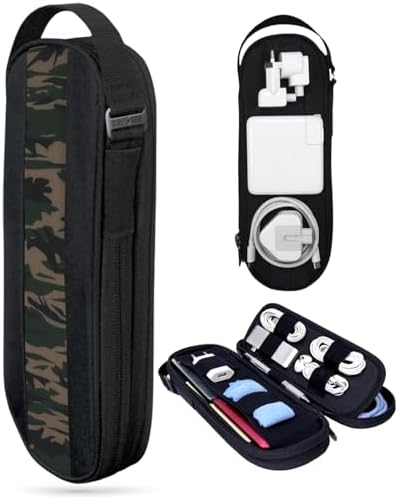 Electronics Travel Organizer for Charger & Laptop Accessories | Small Cable Bag Organiser for Tech Gadgets & Travel Essentials | Tech Pouch & Power Bank Case for Camera Accessories (Camo)