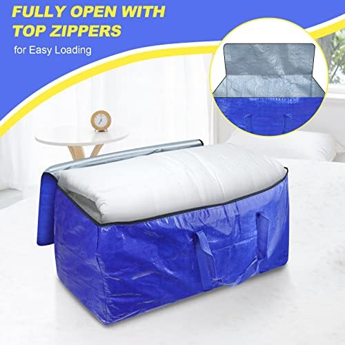 85L Large Bags for Moving House - 6 Pack, Packing Bags for Moving House Essentials with Zips, Waterproof Storage Bags for Home Solid&Reusable (Blue) - Image 6