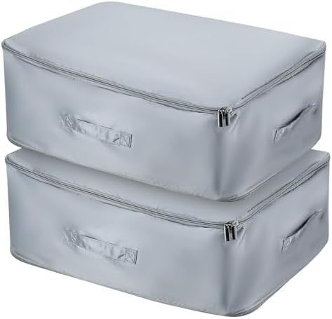 2 Pcs Large Compression Packing Cubes, Bedding Storage Bags, Space Saver Duvet Storage Bags, Ultra Space Saving Self Compression Organizer for Clothes Blanket Duvet Down Jackets(54 x 42 x 30 cm)
