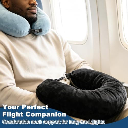 Stuffable Neck Pillow for Travel, U-Shaped Pillow with Storage Bag, Neck Pillow Storage with Adjustable Strap, Travel Pillow with Soft Head Support for Airplane, Camping, Train, Hiking - Image 6