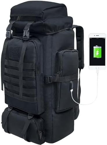 Hiking Backpack, 80L/100L Camping Military Tactical Backpack with USB Charging Port, Waterproof Large Travel Daypack Outdoor Molle Rucksack for Men Women