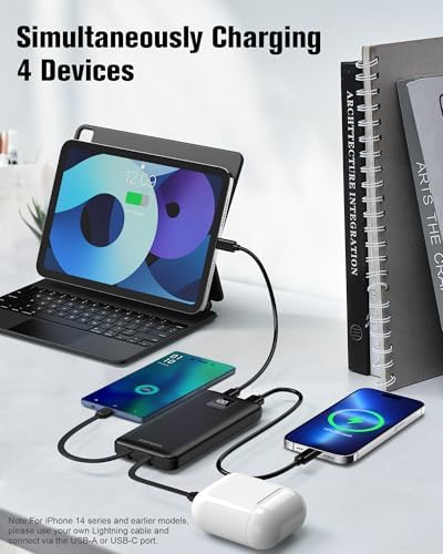 AsperX 2-Pack 10000mAh Power Bank Fast Charging, Portable Charger with Built in Cables USB C Input and Output, Battery Pack LED Display Compatible with iPhone, Samsung, iPad, Tablets, Android, etc. - Image 4