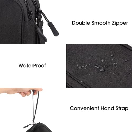 Arae Electronic Accessories Organizer, Travel Essentials Cable Bag with Double-Layer Storage for Cables, Cards, Chargers - Black, M - Image 4