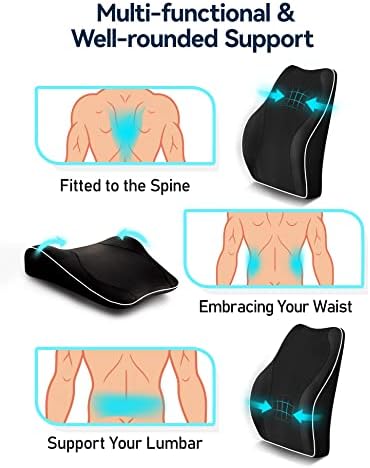 Travel Ease Ergonomic Lumbar Support Cushion, Memory Foam Back Support Cushion for Office Chairs with Skin-friendly Cover for Comfort (Black) - Image 4