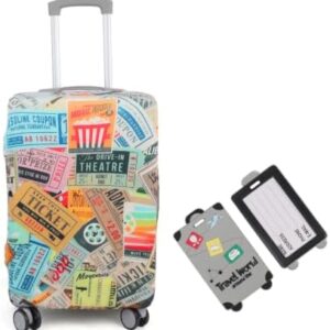 Suitcase Covers with Luggage Tag,Large Suitcase Cover with Boarding Pass,Suitcase Covers Protectors Fit 18-32 Inch Luggage