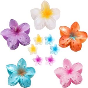Cician Hawaiian Flower Hair Claw Clips for Women,5PCS 3.15" Big Hair Clips for Thick Thin Hair Claws,6PCS 1.18" Small Cute Hair Accessories for Girls,Summer Beach Vacation Essentials (Colorful)