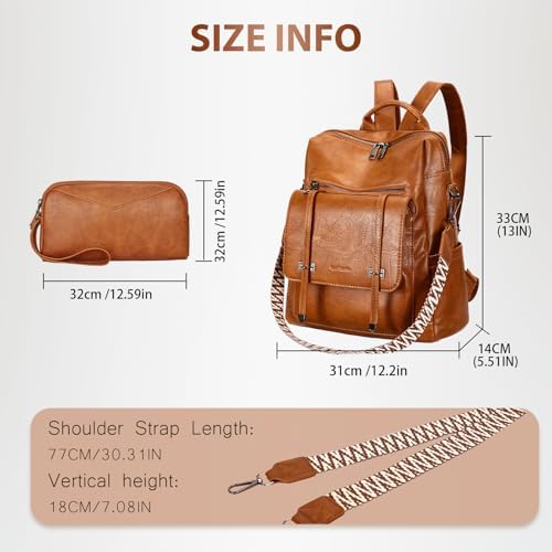 Leathario Backpack Womens, Vegan Leather Rucksack Bag for Women, Ladies Fashion Backpacks for Work University Travel Business - Image 3