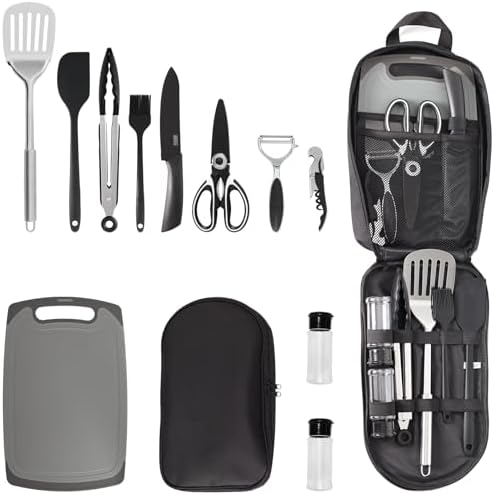 Camping Essentials Accessories, 11 Pcs Cooking Utensils Set, Camping Utensils Set, Lightweight Portable Camping Gear Equipment for Car Kitchen Caravan Outdoor Hiking Picnic Rv