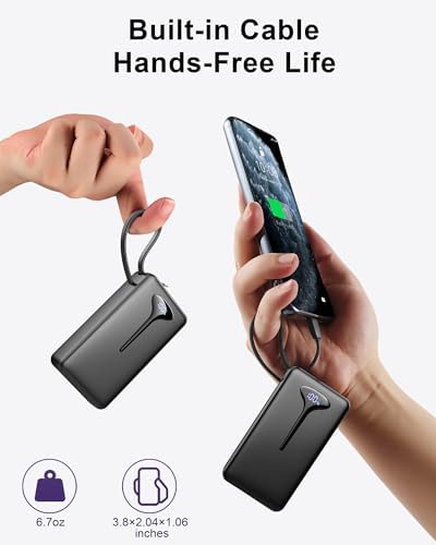 Power Bank, Fast Charging 22.5W Portable Charger 10000mAh, Small Battery Pack USB-C In & Out, Lightweight Powerbank with Built in Cable for iPhone 17/16/15/14/13, Samsung Galaxy, Xiaomi, Android etc - Image 3