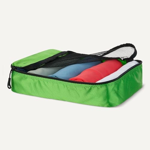 Amazon Essentials 4-Piece Packing Cubes Travel Accessories Set, Luggage Organiser with Double Zip, Mesh Top, Polyester, Medium, Green (Previously Amazon Basics) - Image 3