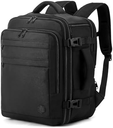 VANKEV Ryanair EasyJet Eurowings Wizz Air Cabin Bag Expandable 40x30x20 to 40x30x25, 24L to 30L, Underseat Hand Luggage For Travel Fits 15.6 Inch Laptop black